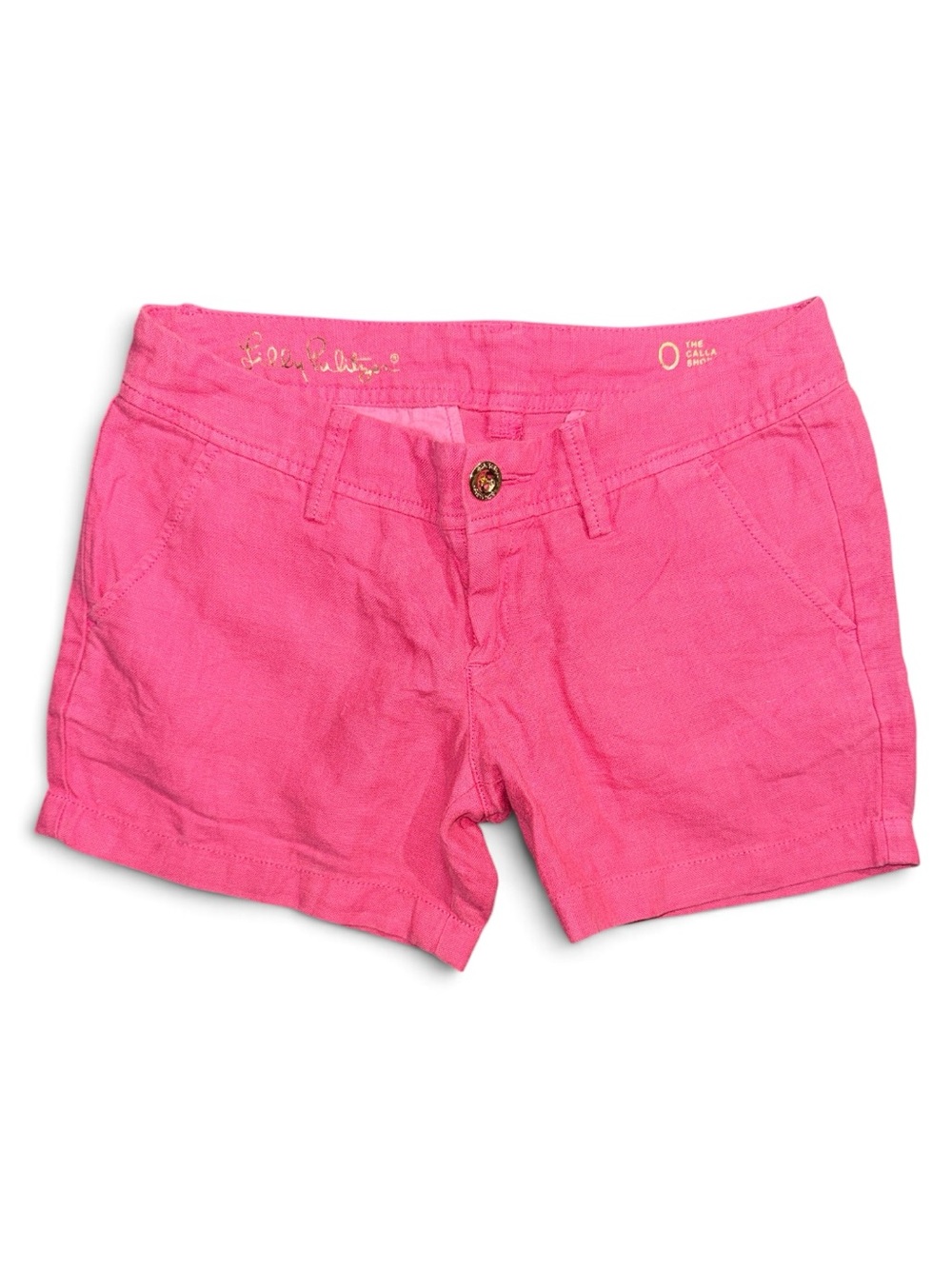 Lilly Pulitzer 0 15” Waist Calla Linen Gold Pink Shorts
